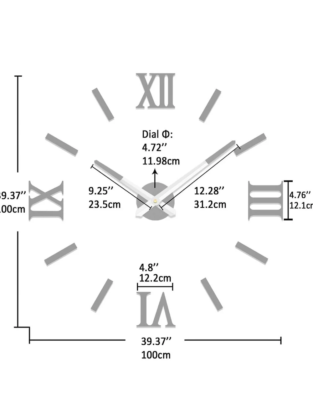 Modern Roman Numeral Wall Clock - Black -